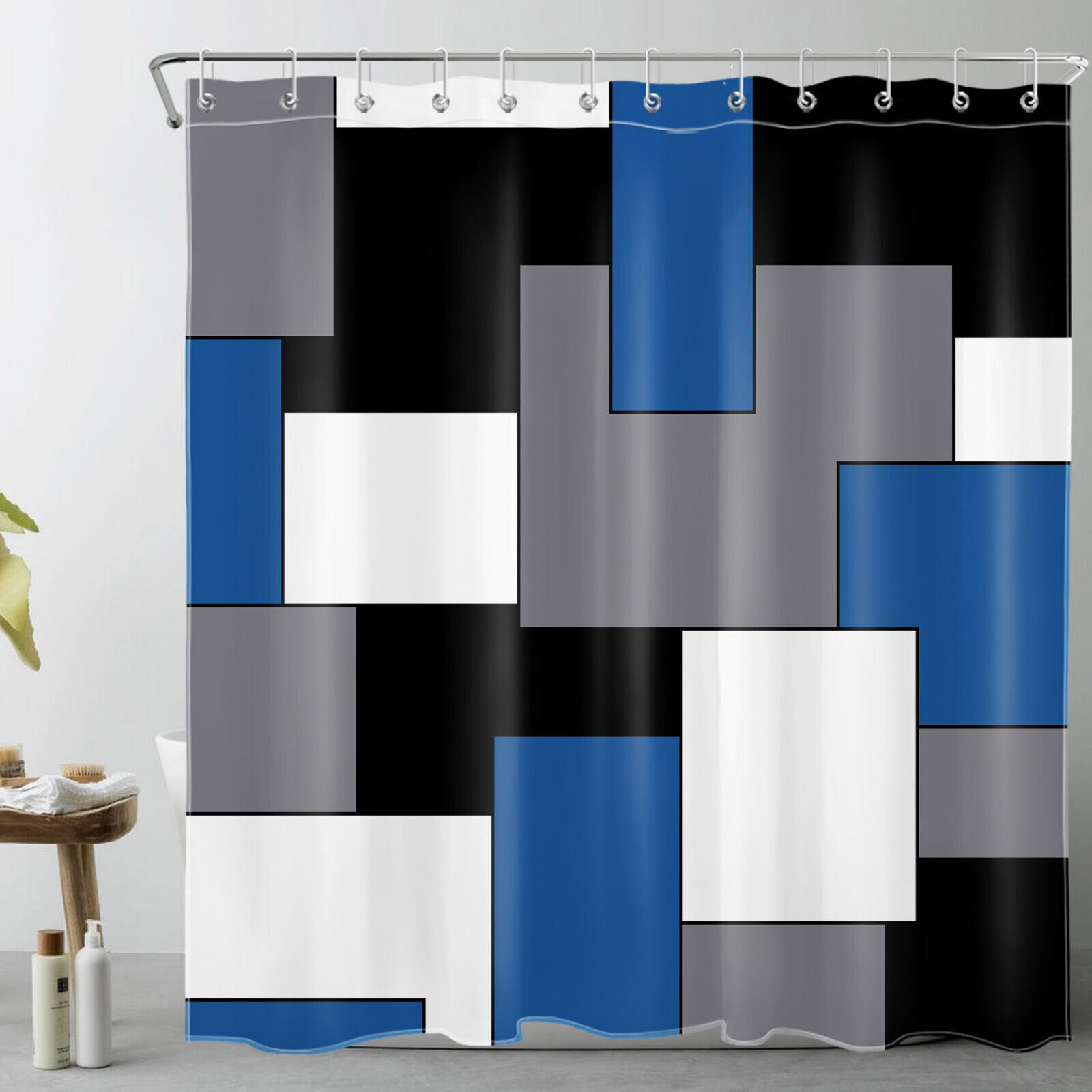 Minimalist Geometric Shower Curtain With Bold Design - Image 2