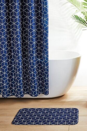 Minimalist Geometric Shower Curtain With Stripes Design - Image 2