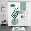 Minimalist Green Geometric Plant Leaf Shower Curtain, Bathroom Accessories With Nature Print