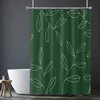 Minimalist Green Plant Shower Curtain with White Branches for Elegant and Waterproof Bathroom Decor