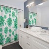 Minimalist Green Succulent Shower Curtain On White Background For Modern Bathroom Decor