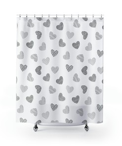 Minimalist Heart Abstract Shower Curtain | Black and White Valentine's Day Housewarming Gift for Her