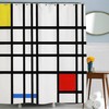 Minimalist Line Art Shower Curtain With Famous Art Decor And Geometric Pattern For Modern Bathroom Decor.