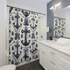 Minimalist Linework Nautical Shower Curtain, Navy Blue Anchor Design for an Elegant Bath 