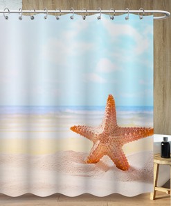 Minimalist Modern Beach Starfish Shower Curtain For A Simple Bathroom Upgrade