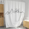 Minimalist Mountain And Sun Shower Curtain In Black And White, Perfect For Any Farmhouse Bathroom