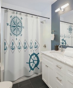Minimalist Nautical Theme Anchor Shower Curtain - Simple and Clean Design for Your Bathroom Decor