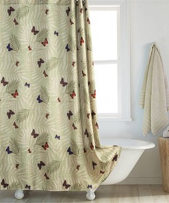 Minimalist Nordic Style Butterfly Leaf Print Shower Curtain For Unique Bathroom Decor