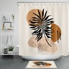 Minimalist Palm Leaf Geometric Pattern Shower Curtain For Bathroom Decor