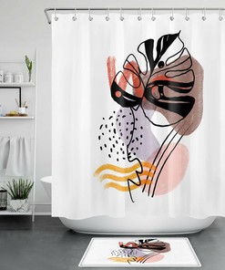Minimalist Palm Leaf Shower Curtain For Modern Bathroom Decor