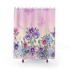 Minimalist Pansy Floral Shower Curtain in Pink and Purple for Warm Bathroom Decor