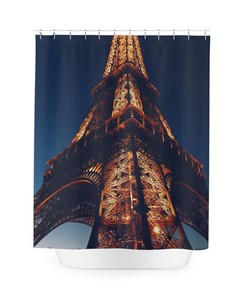 Minimalist Paris Tower Shower Curtain for Simple Bathroom Decor