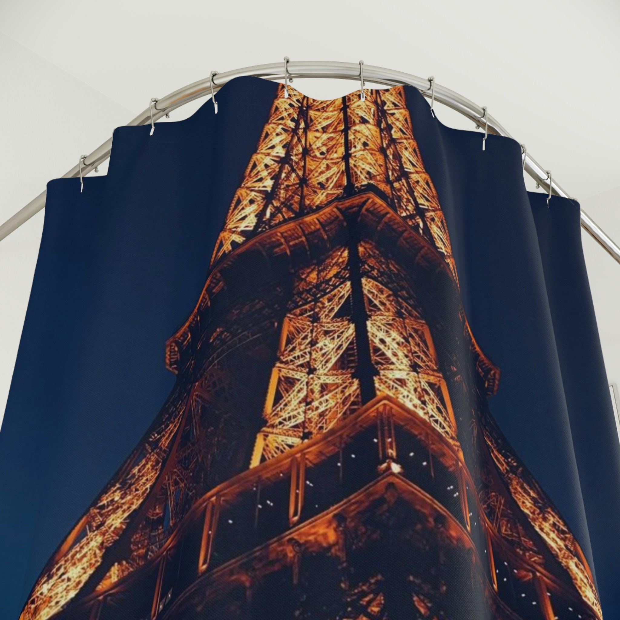 Minimalist Paris Tower Shower Curtain for Simple Bathroom Decor
