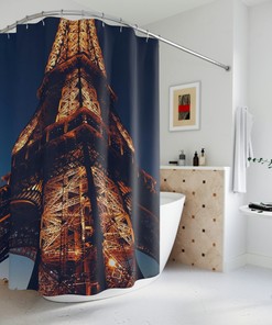 Minimalist Paris Tower Shower Curtain for Simple Bathroom Decor