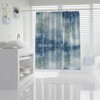 Minimalist Print And Rustic Green Boho Shower Curtain With Blue White And Green Watercolor Print