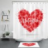 Minimalist Red Love Heart Print Shower Curtain for Valentine's Day Decor