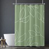 Minimalist Sage Green Shower Curtain with White Leaf Branches for a Clean and Simple Look