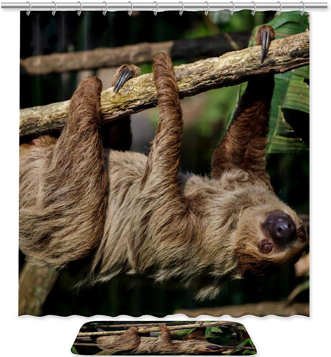 Minimalist Sloth Pattern Shower Curtain, Contemporary and Chic Bathroom Decor