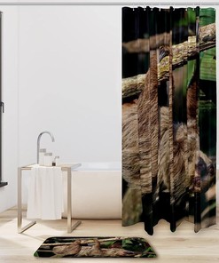 Minimalist Sloth Pattern Shower Curtain, Contemporary and Chic Bathroom Decor