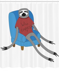 Minimalist Sloth Shower Curtain, Simple and Chic Bathroom Decor