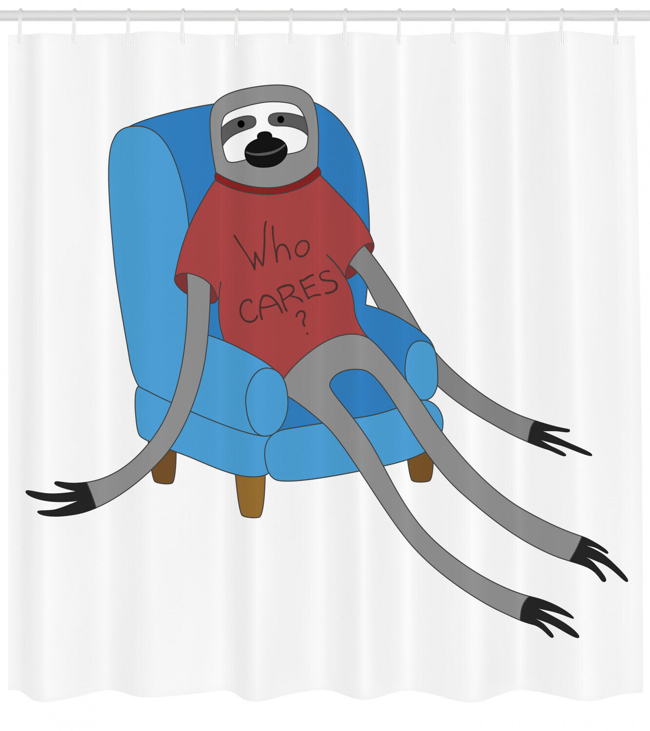 Minimalist Sloth Shower Curtain, Simple and Chic Bathroom Decor