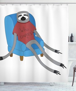 Minimalist Sloth Shower Curtain, Simple and Chic Bathroom Decor