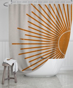 Minimalist Sun Aesthetic Mid Century Modern Shower Curtain for a Bright Bathroom Update
