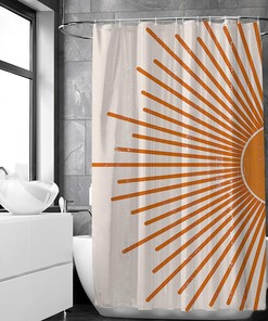 Minimalist Sun Aesthetic Mid Century Modern Shower Curtain for a Bright Bathroom Update