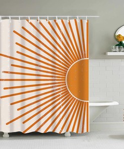 Minimalist Sun Aesthetic Mid Century Modern Shower Curtain for a Bright Bathroom Update