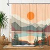 Minimalist Sun And Mountain Shower Curtain, Terracotta Nature Landscape Bohemian Bathroom Decor