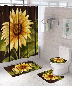 Minimalist Sunflower Shower Curtain for a Simple and Modern Bathroom