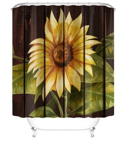 Minimalist Sunflower Shower Curtain for a Simple and Modern Bathroom