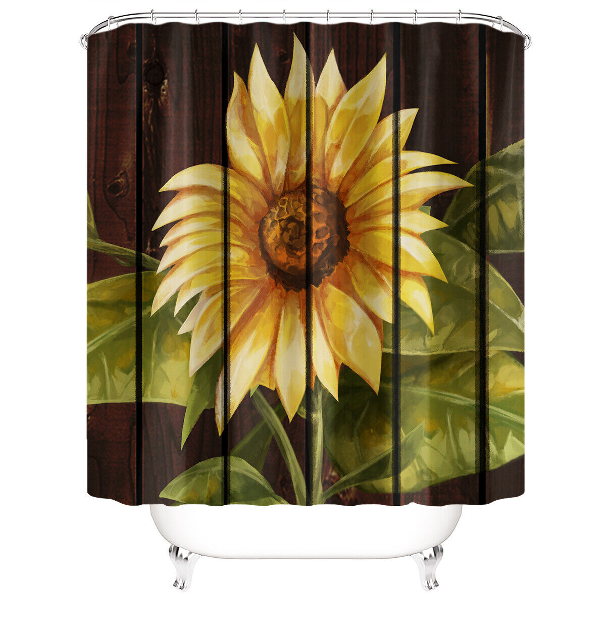 Minimalist Sunflower Shower Curtain for a Simple and Modern Bathroom