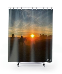 Minimalist Sunset Dusk Shower Curtain, Modern European Style Bathroom Curtains, Waterproof Fabric 