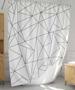 Minimalist Triangle Pattern Shower Curtain In Black And White, Ideal For Any Modern And Minimalist Bathroom