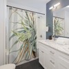 Minimalist Tropical Botanical Shower Curtain, Customized Bath Accessory with Waterproof and Washable Fabric