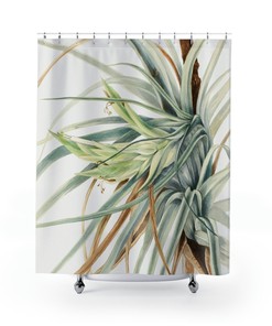 Minimalist Tropical Botanical Shower Curtain, Customized Bath Accessory with Waterproof and Washable Fabric