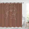 Minimalist Woman Silhouette Shower Curtain - Geometric Shapes and Leaves Design for Modern Bathrooms