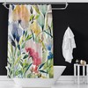 Minimalistic Botanical Print Flowers Shower Curtain For Clean Bathroom Decorr