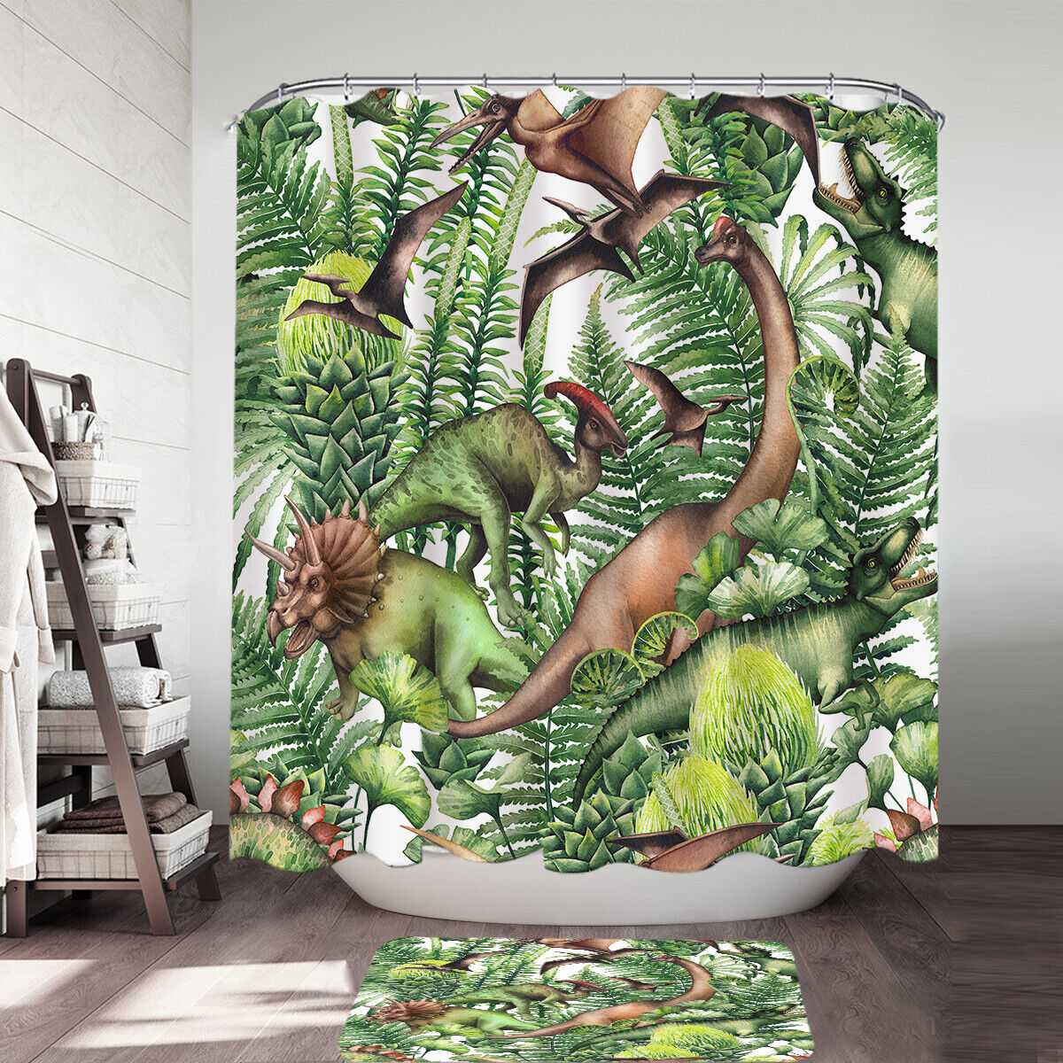 Minimalistic Dinosaurs Shower Curtain For Modern Homes