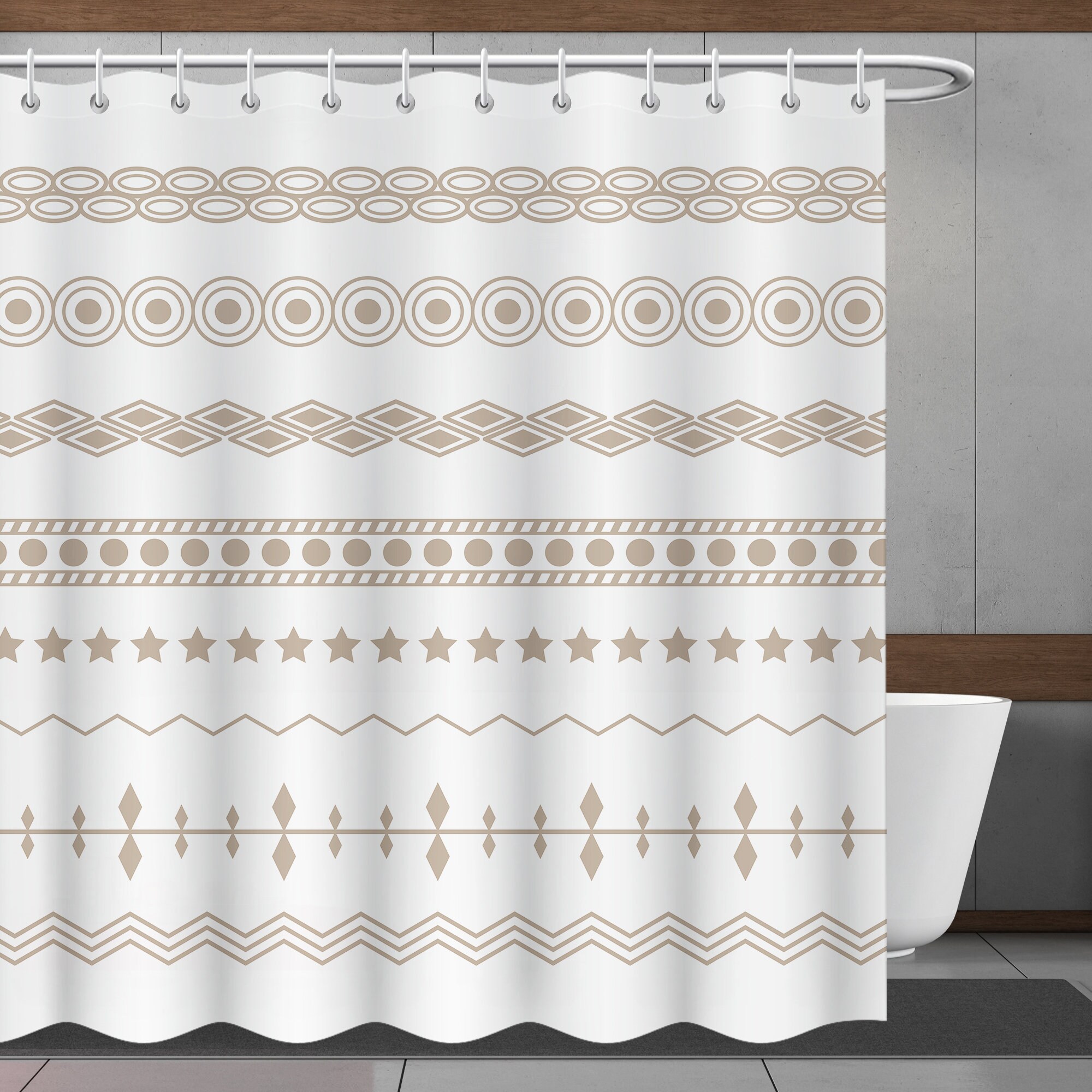 Minimalistic Geometric Pattern Shower Curtain For A Sleek And Contemporary Bathroom Look