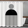 Minimalistic Geometric Patterns Shower Curtain With Black And Gray Lines For Bathroom Decor - Waterproof Fabric