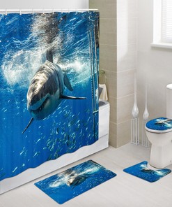 Minimalistic Great White Shark Shower Curtain For Bathroom 