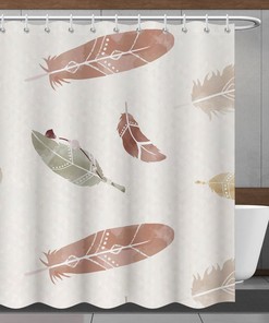 Minimalistic Maple Leaf Khaki Shower Curtain - Modern Bathroom Decor