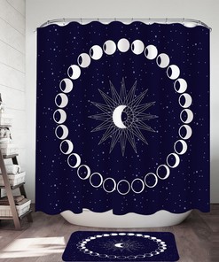 Minimalistic Moon Time Shower Curtain for Bathroom