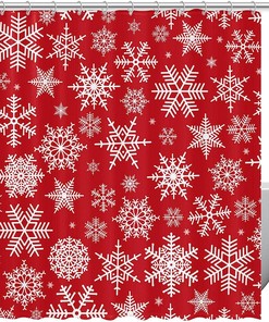 Minimalistic Snowflake Print Shower Curtain
