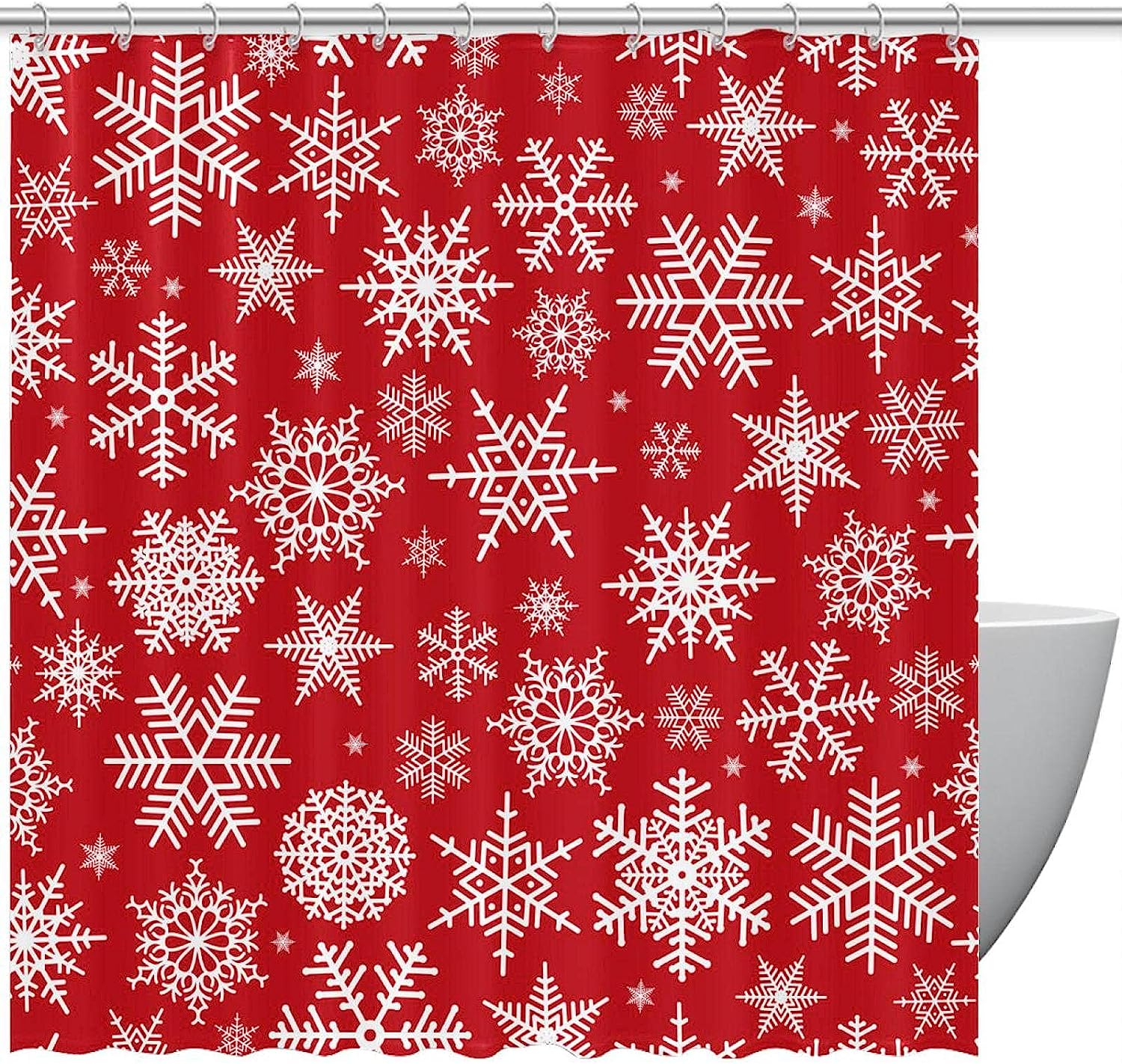 Minimalistic Snowflake Print Shower Curtain