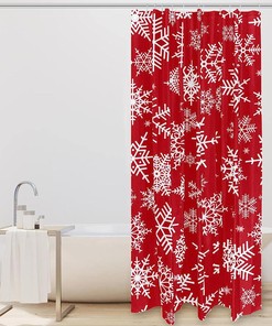 Minimalistic Snowflake Print Shower Curtain