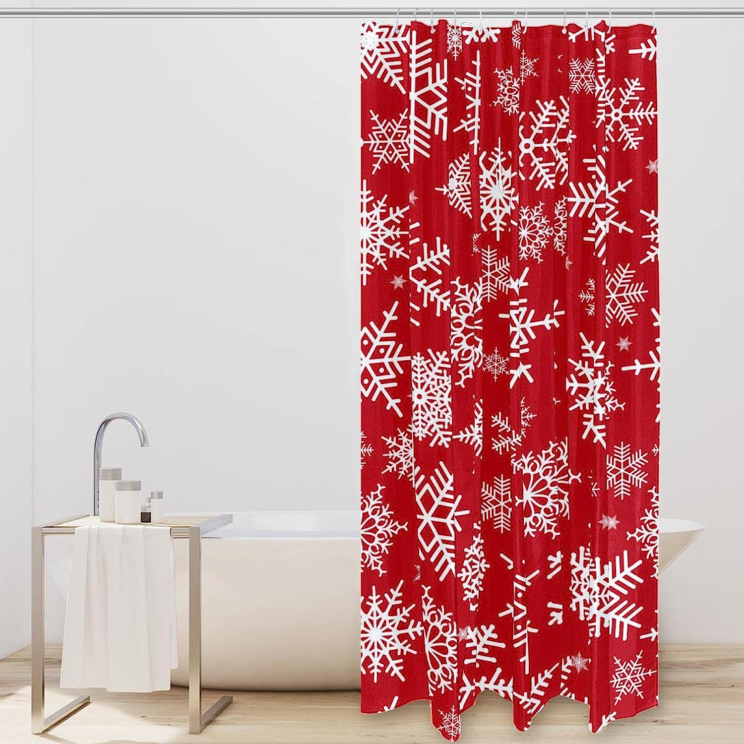 Minimalistic Snowflake Print Shower Curtain