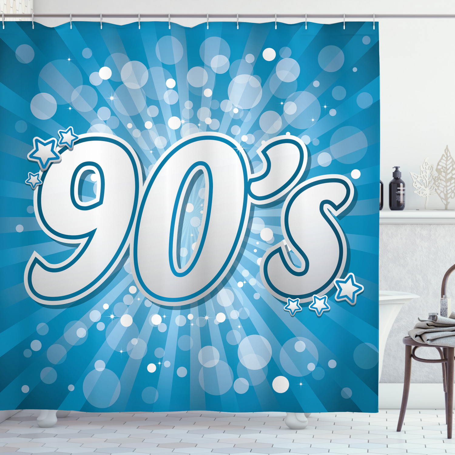 Minimalistic Star Printed Shower Curtain - Waterproof And Chic - Image 3